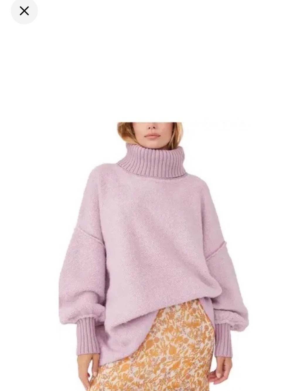 Free People Milo pullover moonlit orchid Oversized Lilac Turtleneck Sweater xs